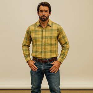 VTG Pendleton 100% Virgin Wool Sage Green Plaid Button Front Western Shirt Sz M